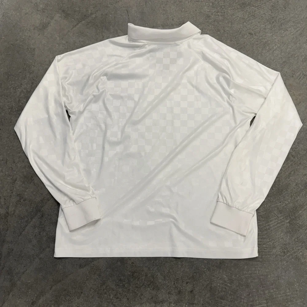 UMBRO L SIZE V-NECK COLLARED $80 NWT LONG SLEEVE CHECKERBOARD MENS SPORT SHIRT